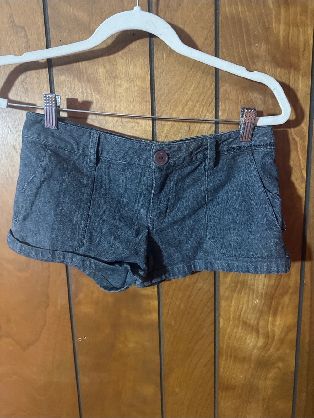 Volcom Women's Charcoal Grey Denim-Style Jean Shorts